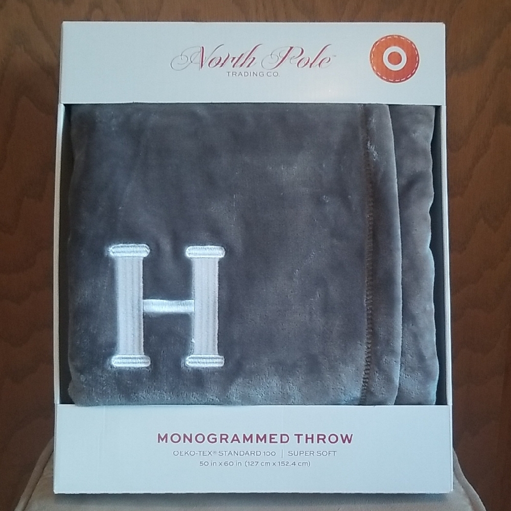 North Pole Trading Co. Monogrammed 'H' Throw